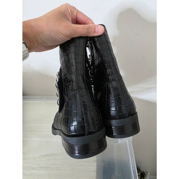 SCHUTZ Marieta Croc Embossed Leather Booties 7B - Picture 5 of 9